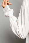  PENDA • Luxury Designer Fashion  •  Charming Crepe de Chine Satin Blouse • Smocked cuffs