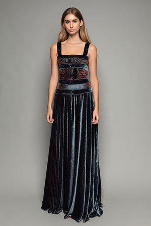 PENDA® • Luxury Designer Fashion  • Frida Kahlo velvet dress • Front