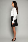  PENDA • Luxury Designer Fashion  • Sustainable wool Skirt embroidered with silver rings • Side