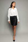  PENDA • Luxury Designer Fashion  • Sustainable wool Skirt embroidered with silver rings • Style